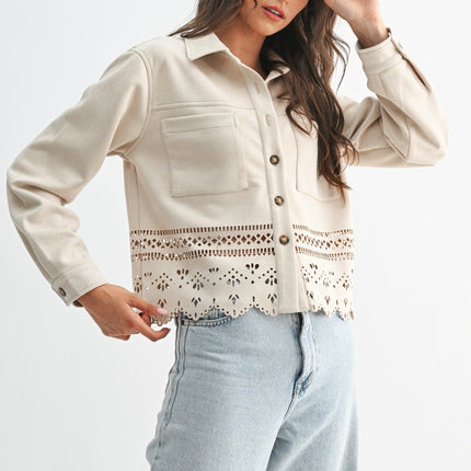 Stone Lasercut Detailing Jacket - Shop Simply Apparel