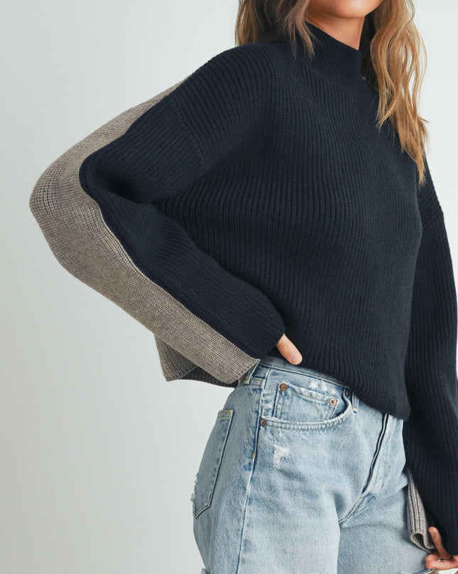 Two-Toned Turtleneck Sweater - Shop Simply Apparel
