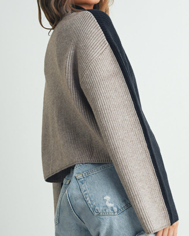 Two-Toned Turtleneck Sweater - Shop Simply Apparel