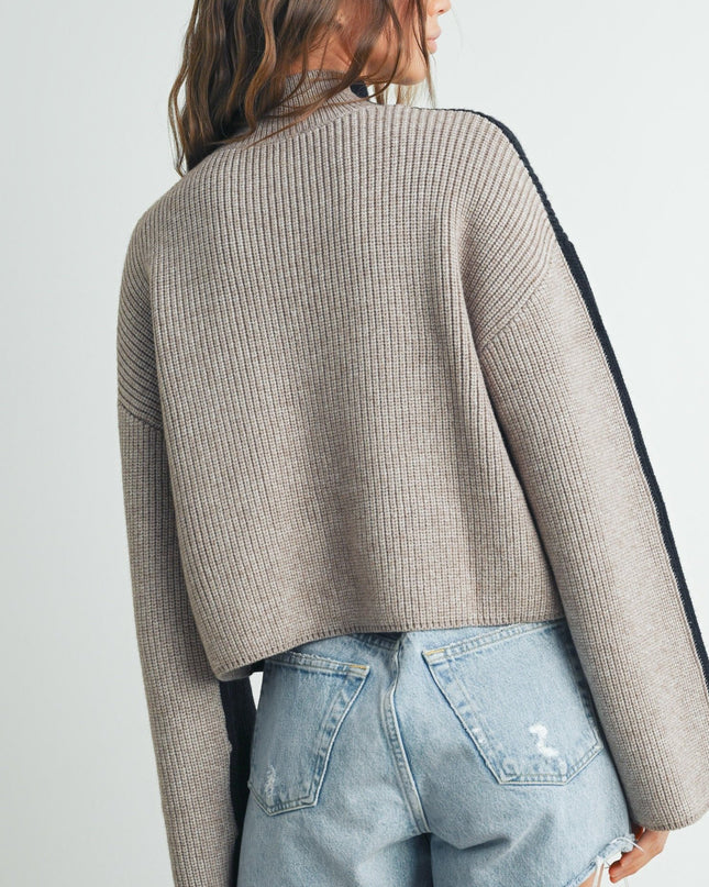 Two-Toned Turtleneck Sweater - Shop Simply Apparel