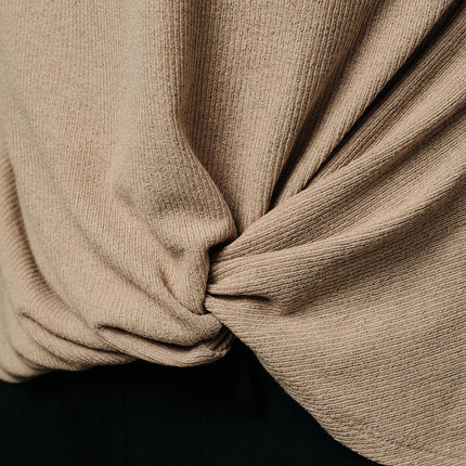 Taupe Front Twist Hem Knit Top