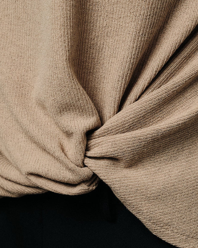 Taupe Front Twist Hem Knit Top