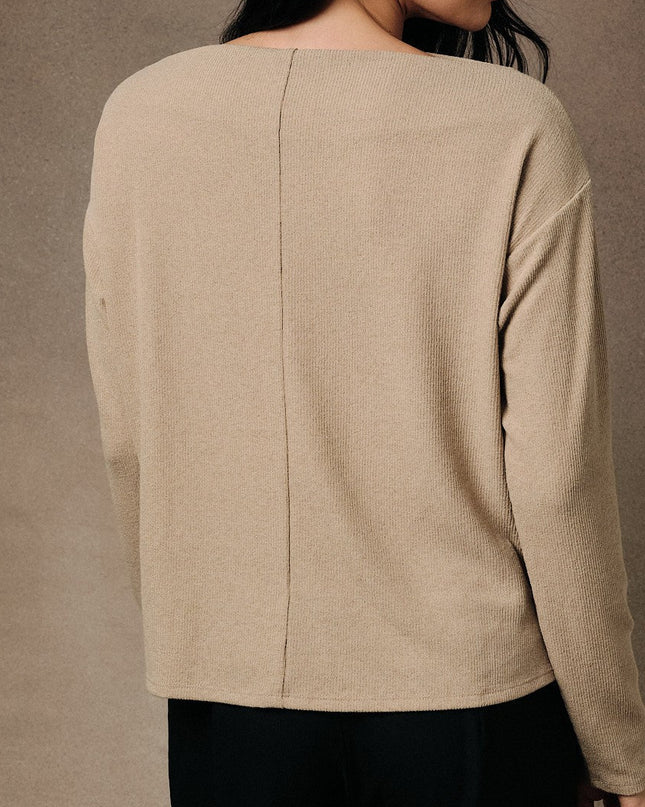 Taupe Front Twist Hem Knit Top