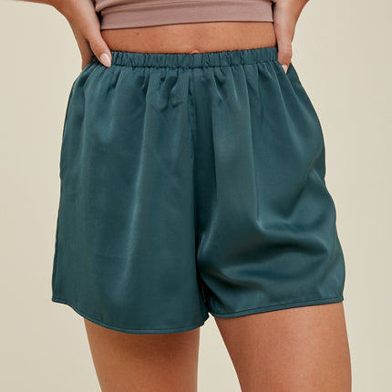 Dark Mint Satin Shorts - Shop Simply Apparel