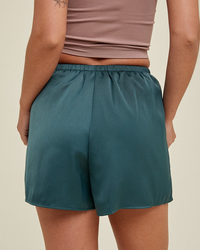 Dark Mint Satin Shorts - Shop Simply Apparel