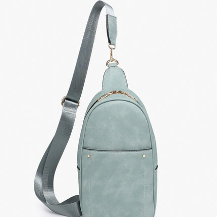 Teal Sling Bag w/Double Zip and Removable Strap