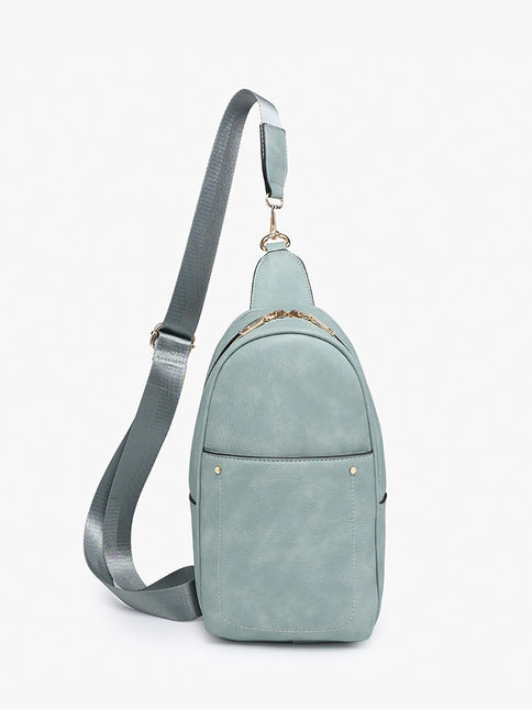 Teal Sling Bag w/Double Zip and Removable Strap