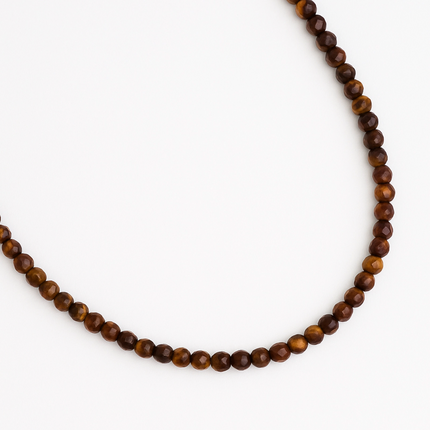 Tiger's Eye Brown Natural Stone Beads Single Strand Necklace
