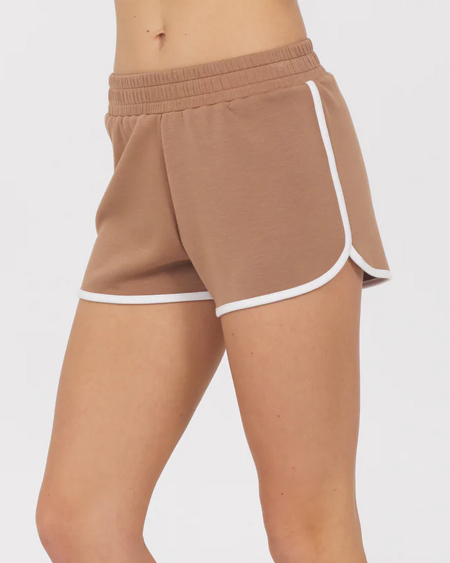 Toffee White Cloud With Piping Shorts - Shop Simply Apparel