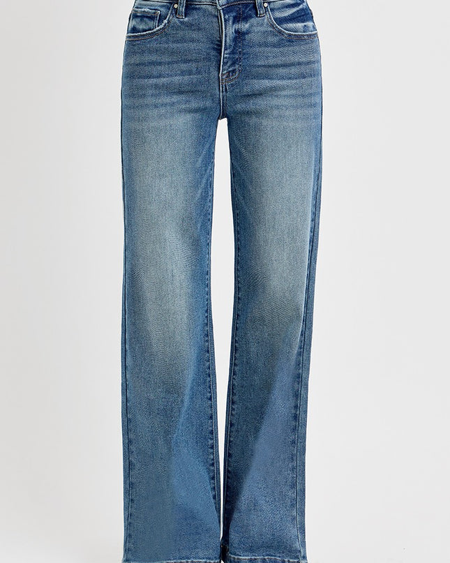 PRE-ORDER Medium Wash Tummy Control Adjustable Waist Band Jeans - Shop Simply Apparel