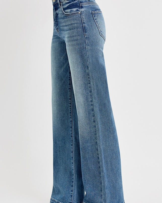 PRE-ORDER Medium Wash Tummy Control Adjustable Waist Band Jeans - Shop Simply Apparel