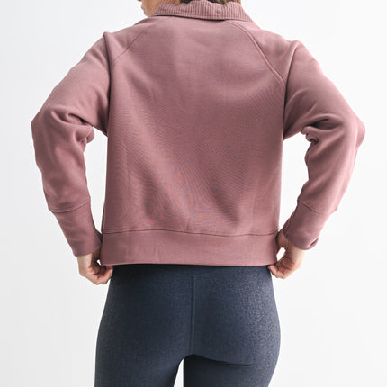 Rose Taupe Thermal Collared V-neck Sweater