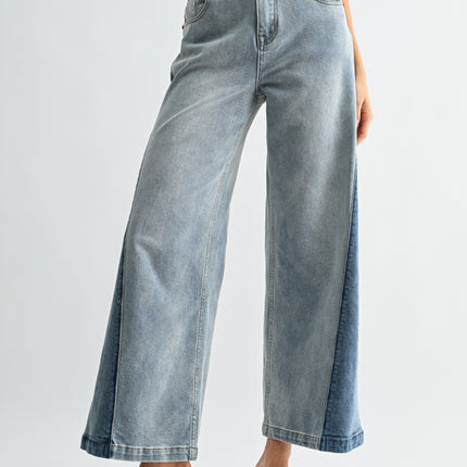 Two-tone High Waist Denim Jeans - Shop Simply Apparel