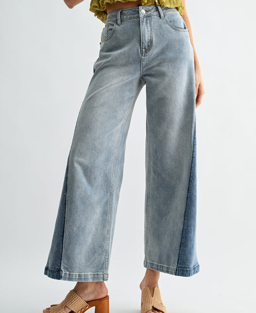 Two-tone High Waist Denim Jeans - Shop Simply Apparel