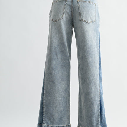 Two-tone High Waist Denim Jeans - Shop Simply Apparel