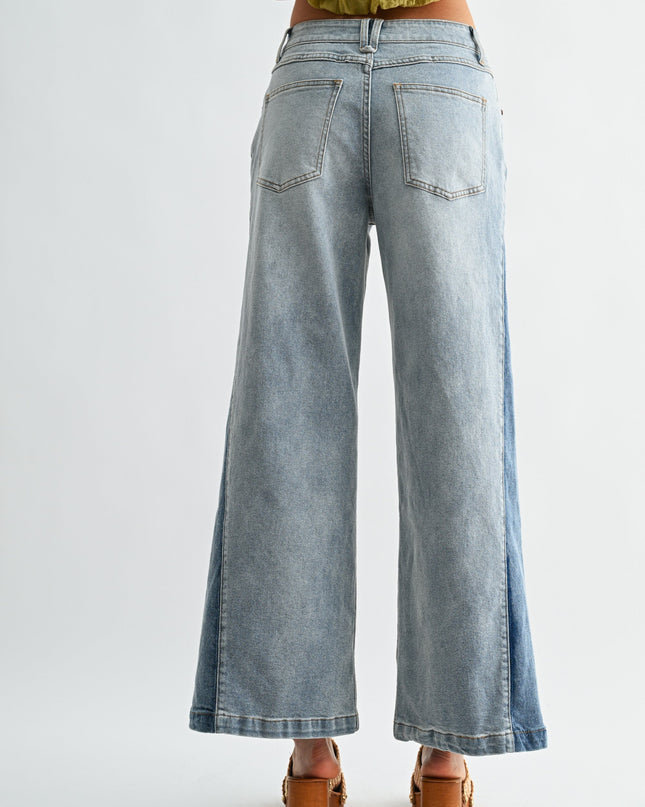 Two-tone High Waist Denim Jeans - Shop Simply Apparel