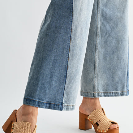 Two-tone High Waist Denim Jeans - Shop Simply Apparel