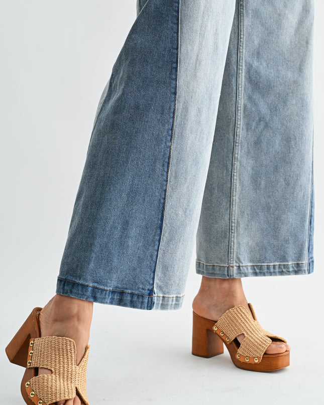 Two-tone High Waist Denim Jeans - Shop Simply Apparel
