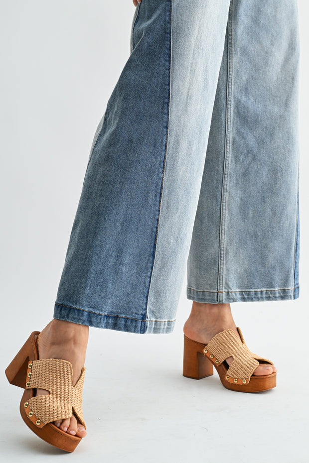Two-tone High Waist Denim Jeans - Shop Simply Apparel