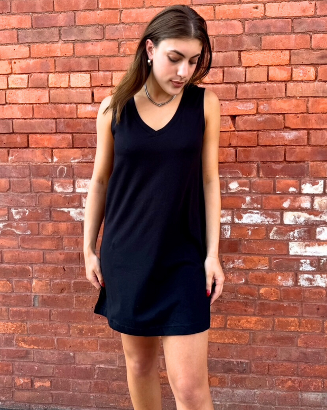 Sloane V-neck Black Mini Dress - Shop Simply Apparel