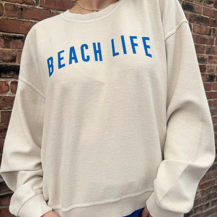 BEACH LIFE Dusty Vanilla Thermal Vintage Sweatshirt