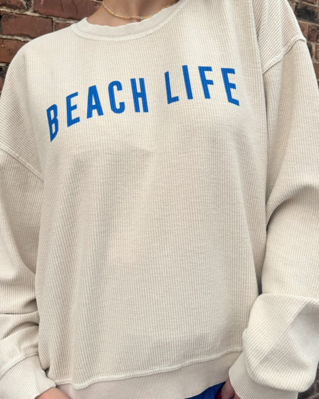 BEACH LIFE Dusty Vanilla Thermal Vintage Sweatshirt