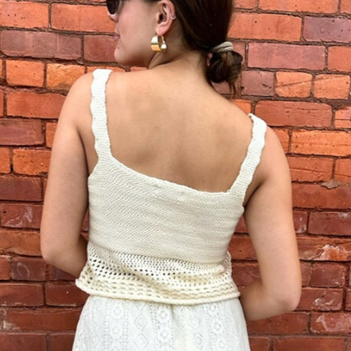 Beige Crochet Knitted Tank Top