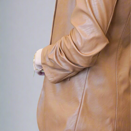 Ruched Faux Leather Blazer
