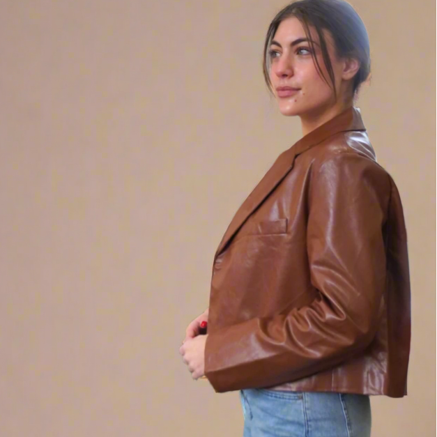 Brown Vegan Leather Jacket