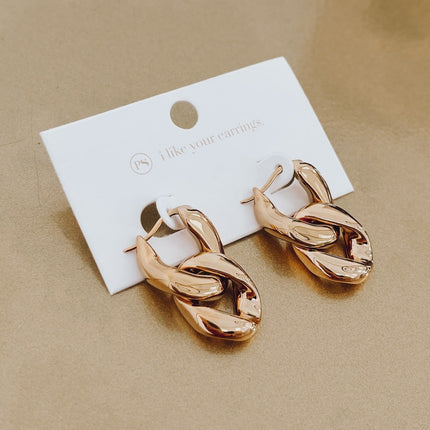 Urban Edge Gold Chain Link Earrings WATERPROOF - Shop Simply Apparel
