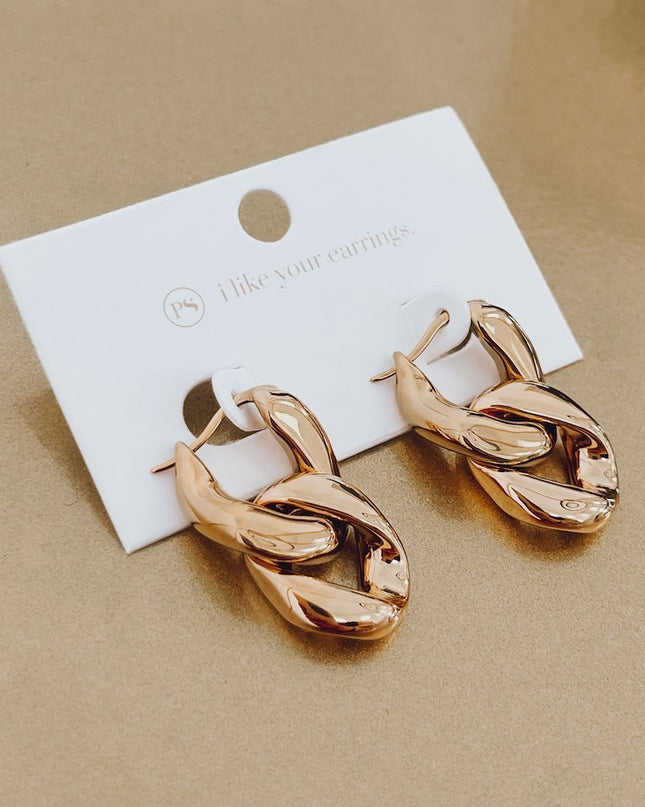 Urban Edge Gold Chain Link Earrings WATERPROOF - Shop Simply Apparel