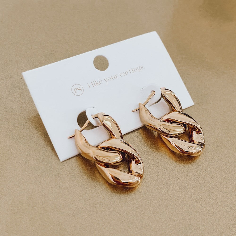 Urban Edge Gold Chain Link Earrings WATERPROOF