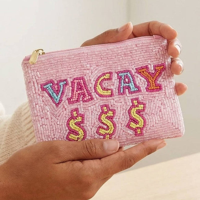 Vacay Money Seed Beaded Coin Purse