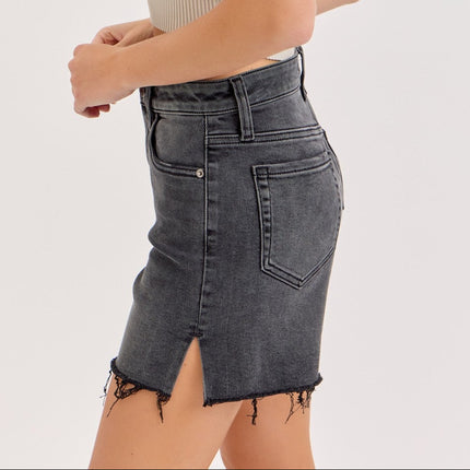 PRE-ORDER Washed Black Mid Rise Midi Short