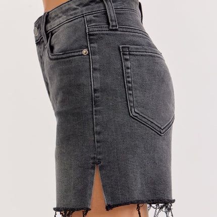 PRE-ORDER Washed Black Mid Rise Midi Short