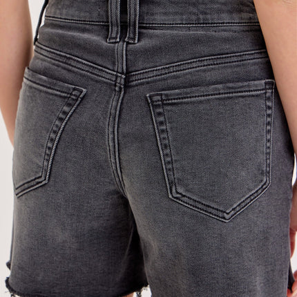 PRE-ORDER Washed Black Mid Rise Midi Short