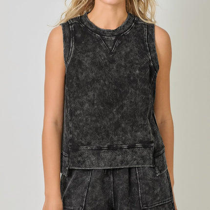 Washed Black Terry Top