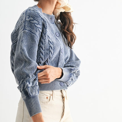 Denim Blue Cable Cardigan
