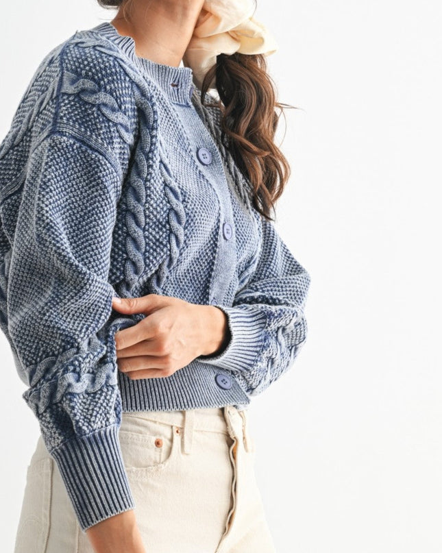 Denim Blue Cable Cardigan