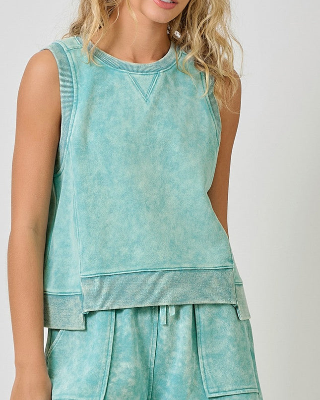 Washed Emerald Terry Top
