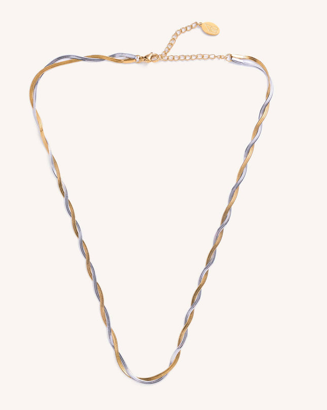 Waterproof Mixed Metal Herringbone Necklace - Shop Simply Apparel