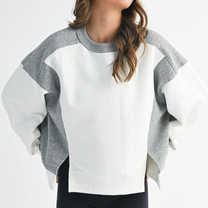 White Heather Gray Colorblock Sweatshirt