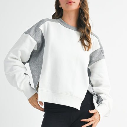 White Heather Gray Colorblock Sweatshirt