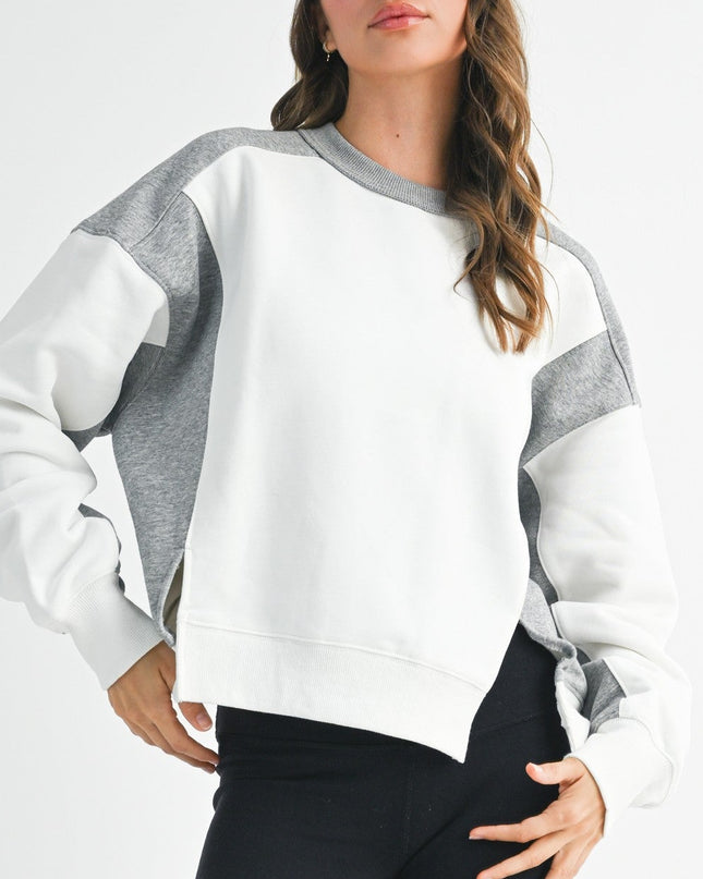 White Heather Gray Colorblock Sweatshirt