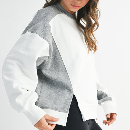 White Heather Gray Colorblock Sweatshirt