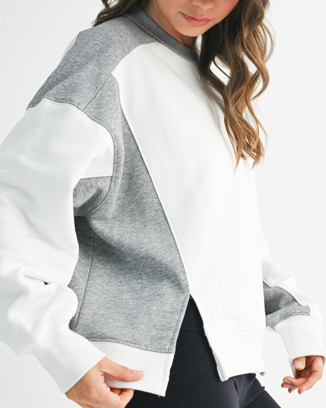 White Heather Gray Colorblock Sweatshirt