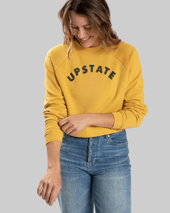 UPSTATE Heather Mustard Arch Crop Sweatshirt