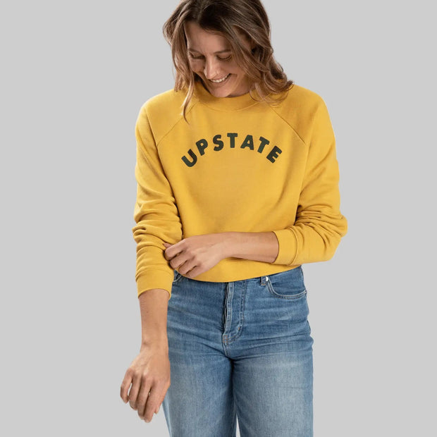 UPSTATE Heather Mustard Arch Crop Sweatshirt