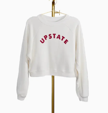UPSTATE Vintage White Arch Crop Sweatshirt