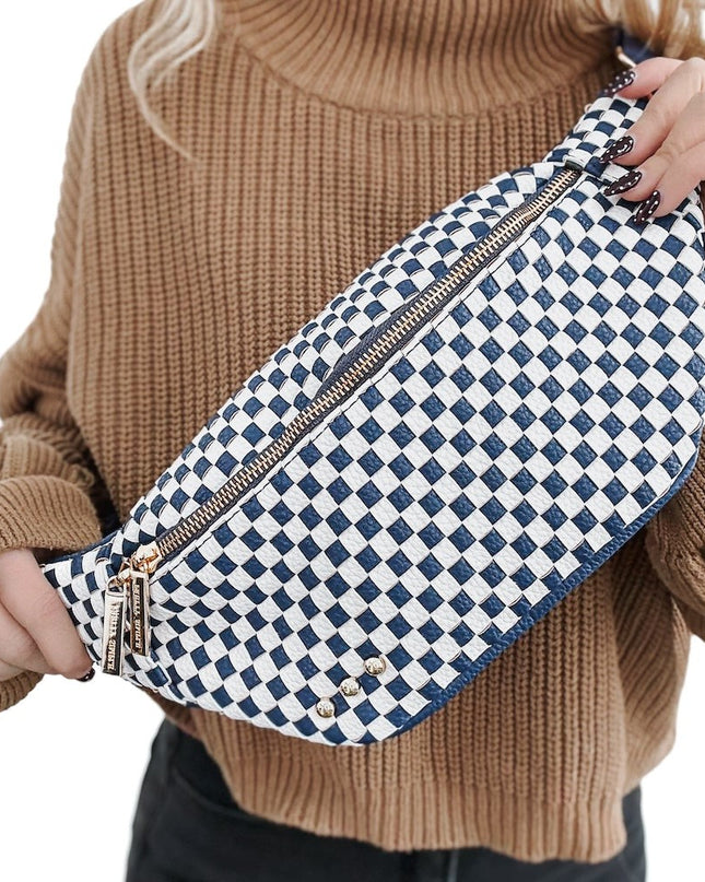 Navy Checkered Sidekick Bum Bag - Shop Simply Apparel